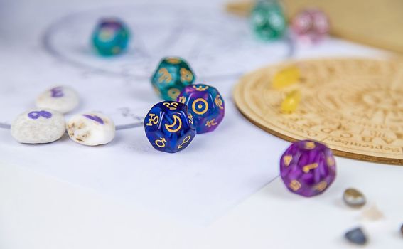 Numerology numbers on the table astrology. Selective focus. old.