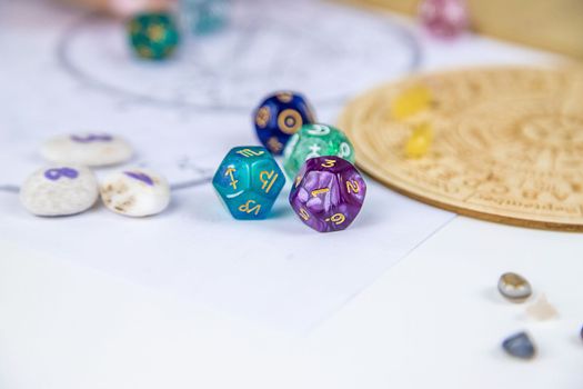 Numerology numbers on the table astrology. Selective focus. old.