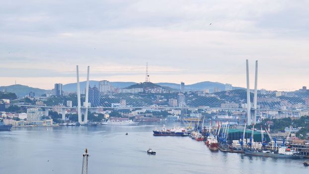 The panorama of downtown Vladivostok in the early morning