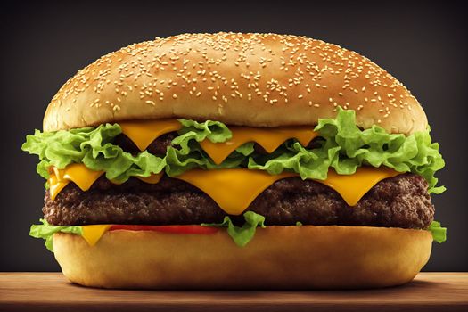 closeup of a nice grilled cheeseburger with lots of meat