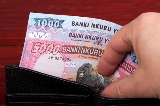 Rwandan money - franc in the black wallet
