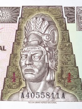 Tecun Uman a portrait from Guatemalan money - Quetzal