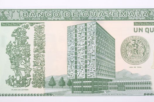 Bank of Guatemala building from money - Quetzal