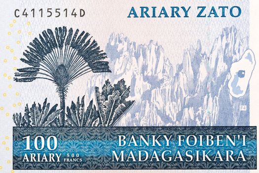 Ravinala and Tsingy from old Malagasy money - Ariary