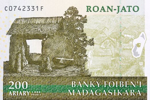 Village gate from Malagasy money - Ariary