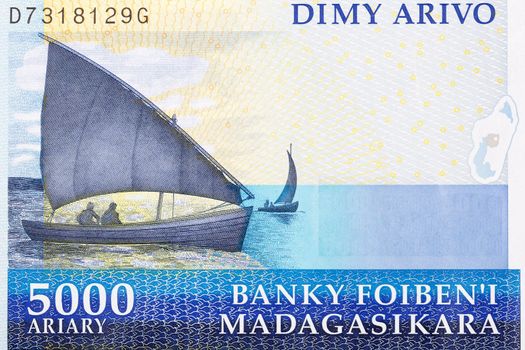 Dhows from old Malagasy money - Ariary