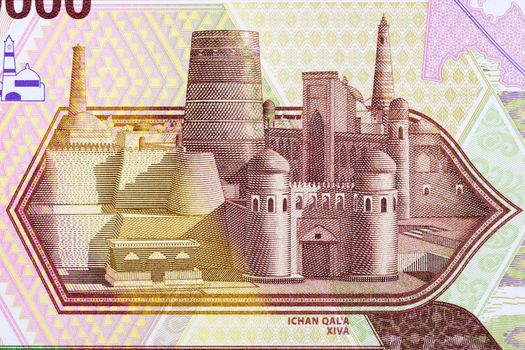 Ichan Qal’a museum in Khiva from Uzbekistani money - soʻm