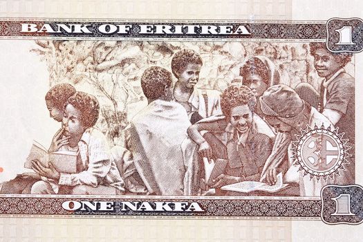 Children in bush school from Eritrean money - nakfa