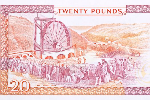 Laxey Wheel from Isle of Man money - Pounds