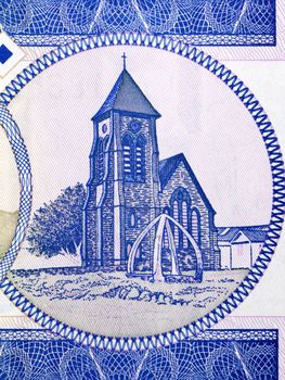 Christ Church Cathedral in Stanley from Falkland Islands money - pound