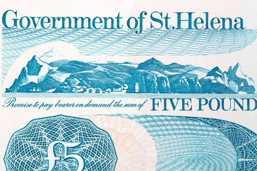 Views of the island from Saint Helena money - Pound