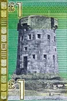 	Le Hocq Tower from Jersey money - pound