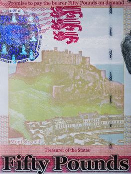 Mont Orgueil from Jersey money - Pounds