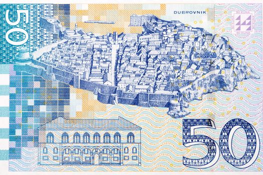 Old City of Dubrovnik and its Rector's Palace from Croatian money - Kuna
