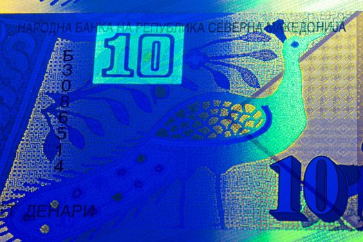 Macedonian money - denar in UV rays