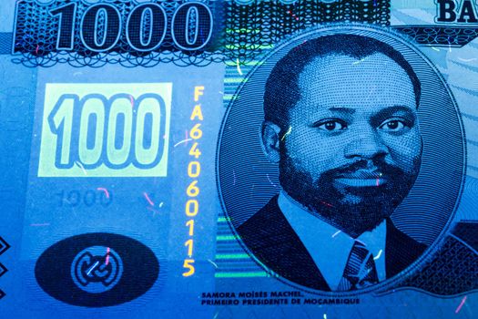 Mozambican money - metical in UV rays