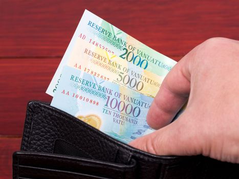 Vanuatu money - vatu in the black wallet