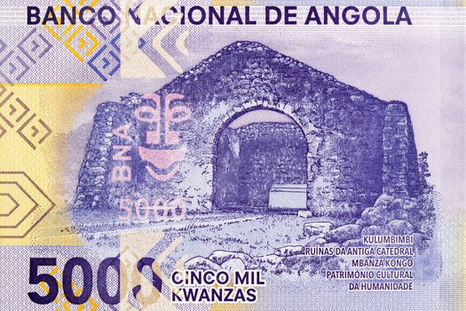 Ruins of the Cathedral of Sao Salvador do Congo from Angolan money