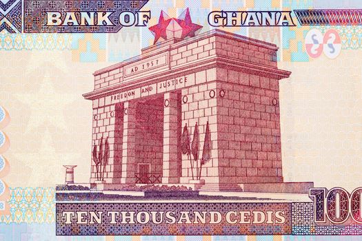 Independence Arch from old Ghanaian money - Cedis