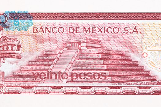 Pyramid of the god Quetzalcoatl from old Mexican money - Pesos