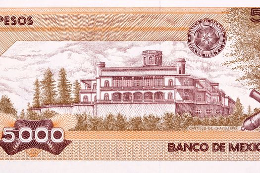 Chapultepec Castle in Mexico City from money - Pesos