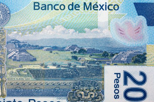 View of Monte Alban from Mexican money - Pesos