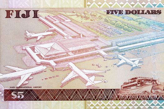 Aerial view of Nadi International Airport from Fijian money - Dollars