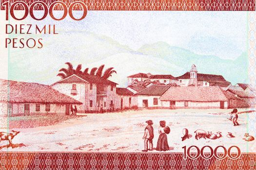 Village of Guaduas from old Colombian money - Pesos