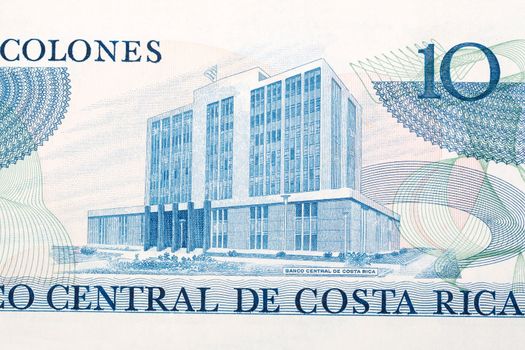 Central bank building from old Costa Rican money - Colones