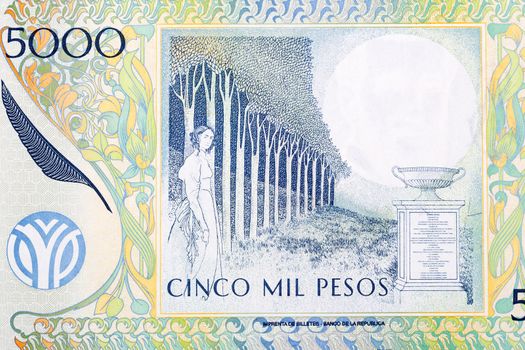 Outdoors and the entire "Nocturno" poem from old Colombian money - Pesos