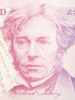 Michael Faraday a portrait from old  British money - Pounds
