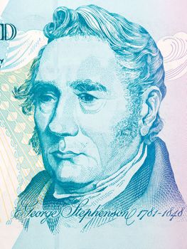 George Stephenson a portrait from old English money - pounds