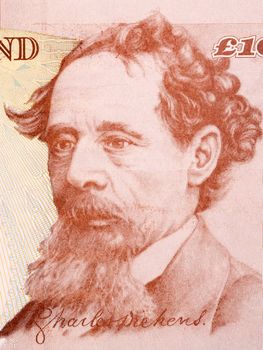Charles Dickens a portrait from old English money - Pounds