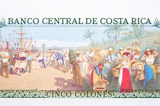 Scene in the port from old Costa Rican money