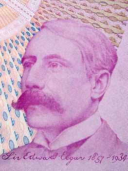 Edward Elgar a portrait from old English money - Pounds