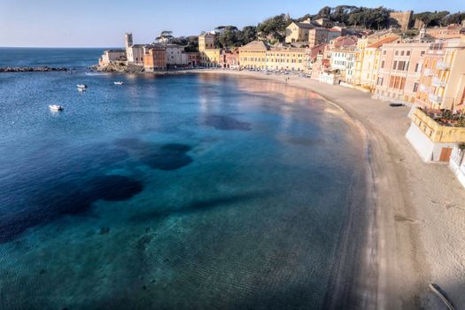 Photographic documentation of the Bay of Silence in Sestri Levante Italy taken at dawn 