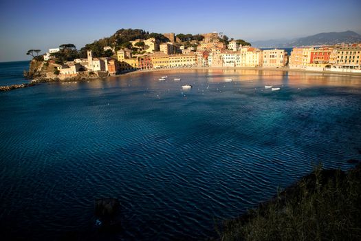 Photographic documentation of the Bay of Silence in Sestri Levante Italy taken at dawn 