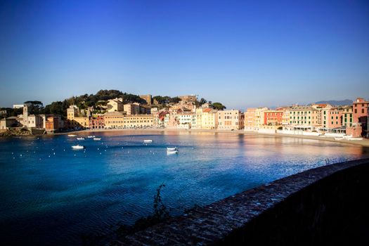 Photographic documentation of the Bay of Silence in Sestri Levante Italy taken at dawn 