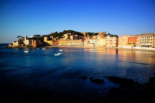 Photographic documentation of the Bay of Silence in Sestri Levante Italy taken at dawn 