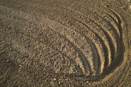 Aerial photographic documentation of the drawings left after working the land