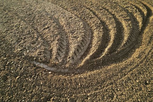 Aerial photographic documentation of the drawings left after working the land