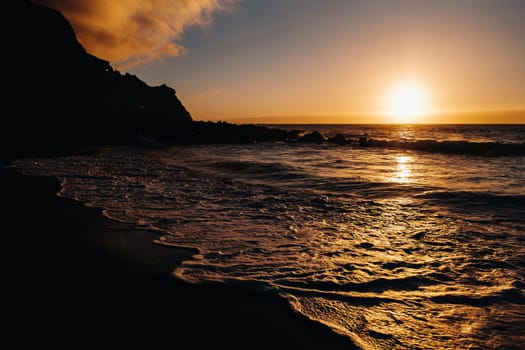 beautiful sunset in the Atlantic ocean on the island of Tenerife.Spain.