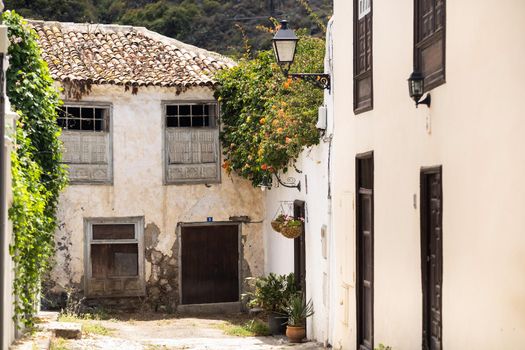 the courtyard in front of the front door . spain, canary islands, tenerife,