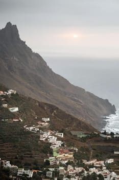 Beautiful view of a small town by the ocean Tenerife, Canary Islands, Spain,