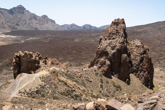 A crater in the Teide Volcano National Park.A Martian view.Tenerife.Spain.