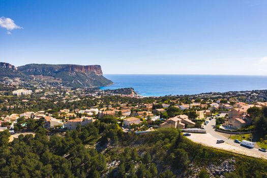 View of the Calanque de Port Mioux, one of the largest fjords between Marseille and Cassis, France.