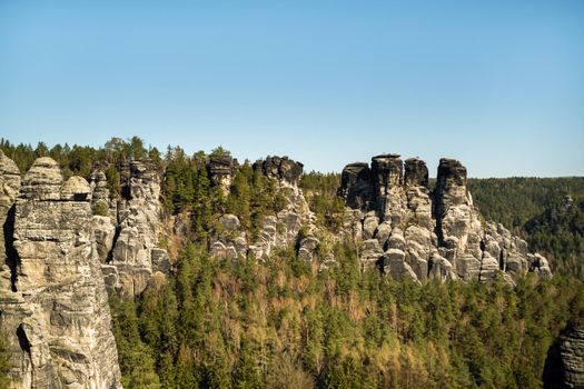rocks in the national Park of Saxon Switzerland, Bastei.Germany.