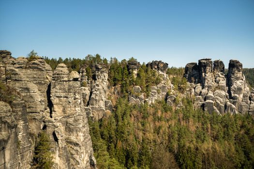 rocks in the national Park of Saxon Switzerland, Bastei.Germany.