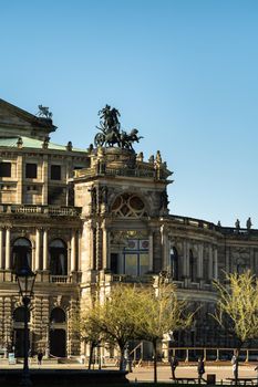 April 1, 2019.Dresden, Saxon Switzerland, Germany: A street in the center of the city and the old buildings of Dresden.