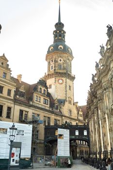 April 1, 2019.Dresden, Saxon Switzerland, Germany: A street in the center of the city and the old buildings of Dresden.